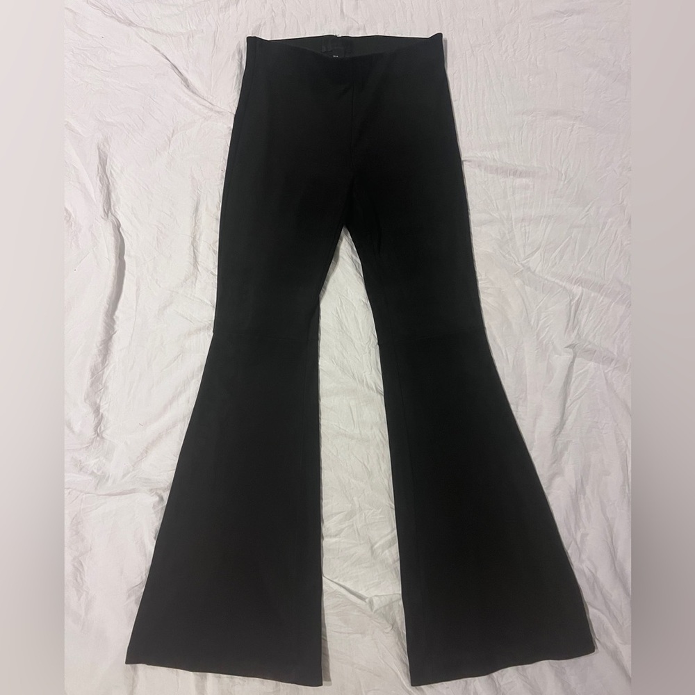 H&M Suede Like Black Boot Cut Flare Pants